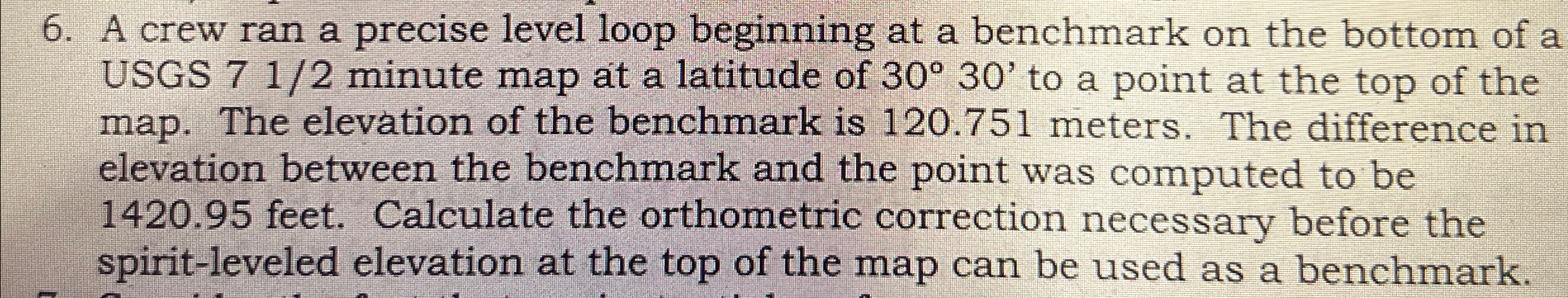 A crew ran a precise level loop beginning at a