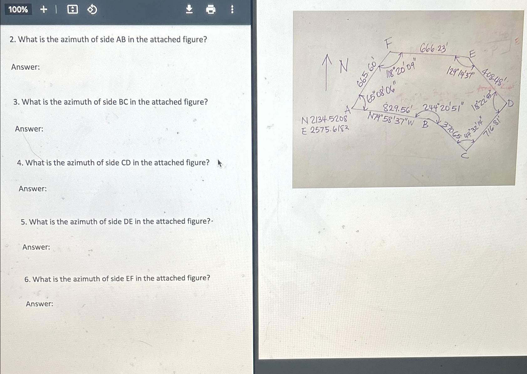 1 0 0 % 2 . What is the azimuth of side A B in