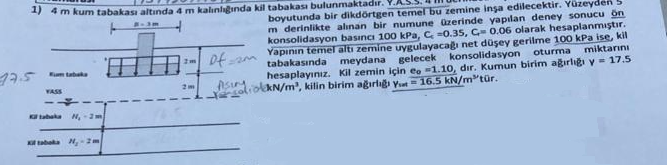 4 m thick clay layer under 4 m sand layer Water