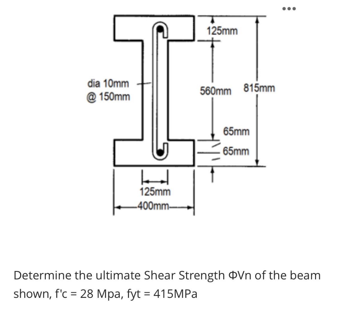 Determine the ultimate Shear Strength V n of the