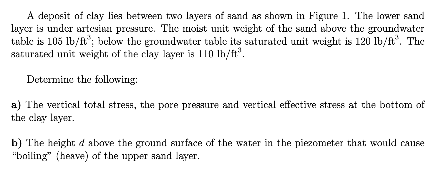 A deposit of clay lies between two layers of sand