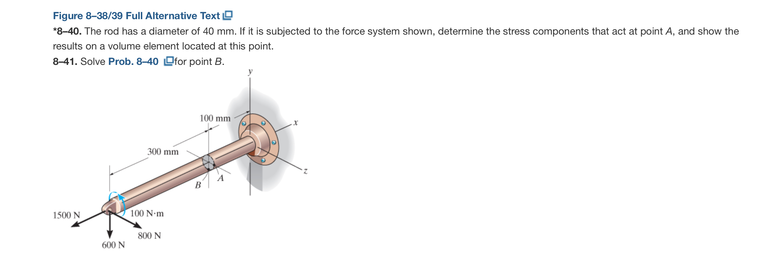 Prob. 8 - 4 1 Solve 8 - 4 0 for point B