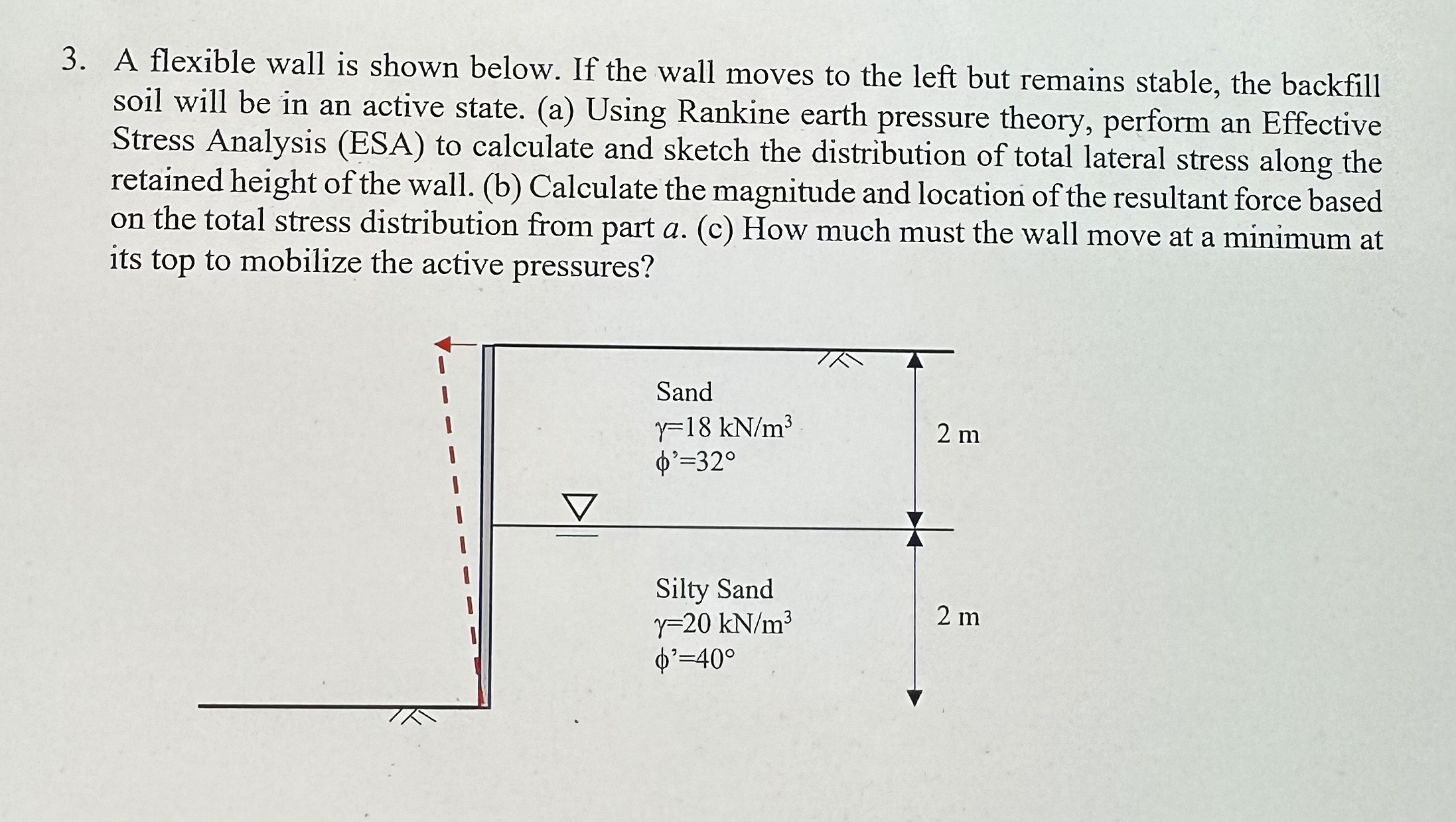 3 . A flexible wall is shown below. If the wall