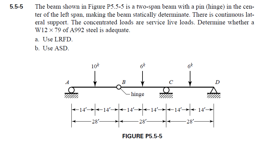 5 . 5 - 5 The beam shown in Figure P 5 . 5 - 5 is