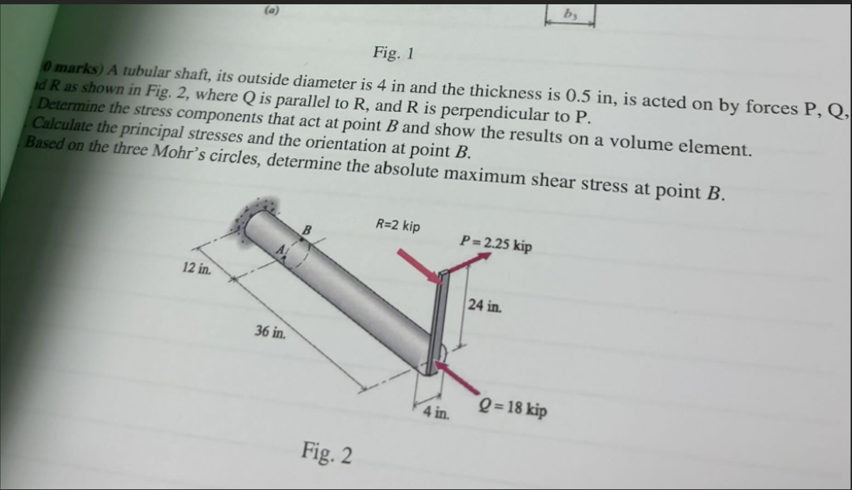 Fig. 1 0 marks ) A tubular shaft, its outside