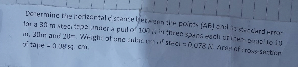 Determine the horizontal distance b ) etu een the