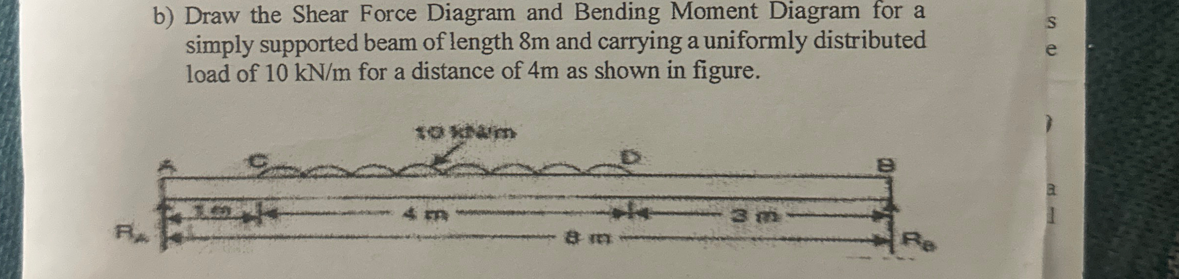 b ) Draw the Shear Force Diagram and Bending