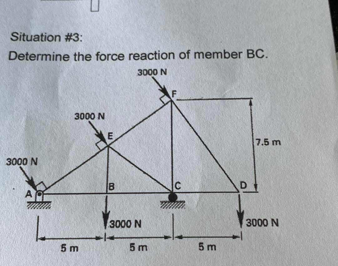 Situation # 3 : Determine the force reaction of