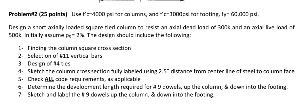 How to find the column square cross section.