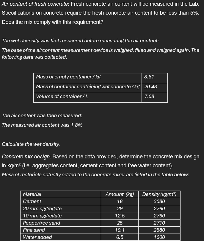 In order to calculate the free water content, you