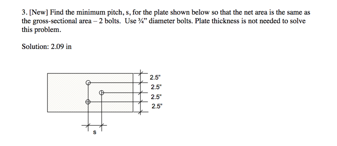 3 . [ New ] Find the minimum pitch, s , for the