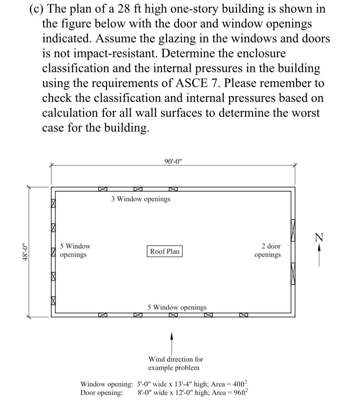 ( c ) The plan of a 2 8 f t high one - story