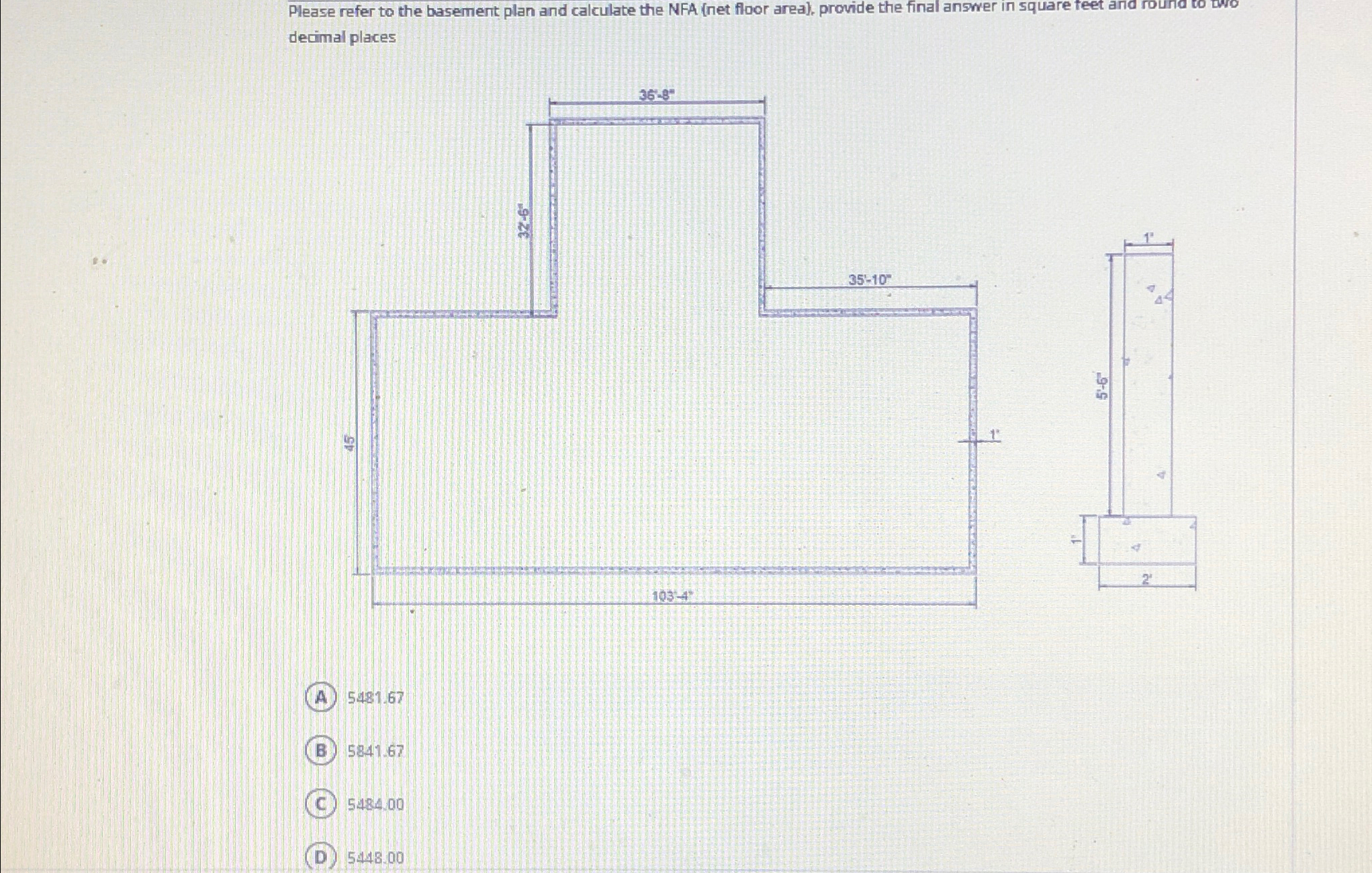 Please refer to the basement plan and calculate