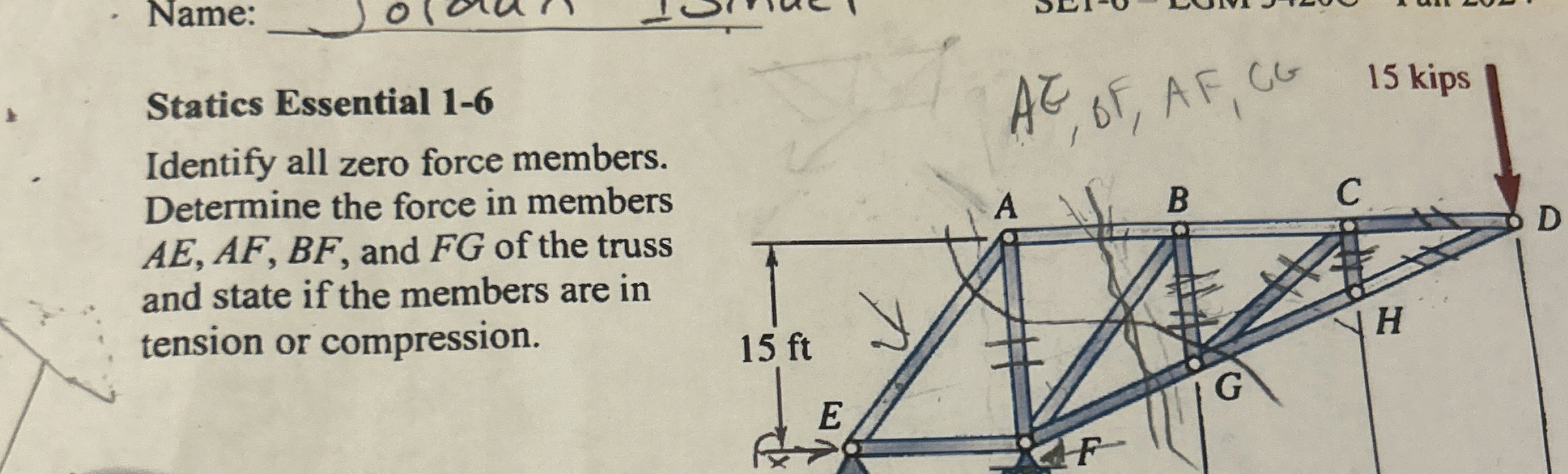 Statics Essential 1 - 6 Identify all zero force