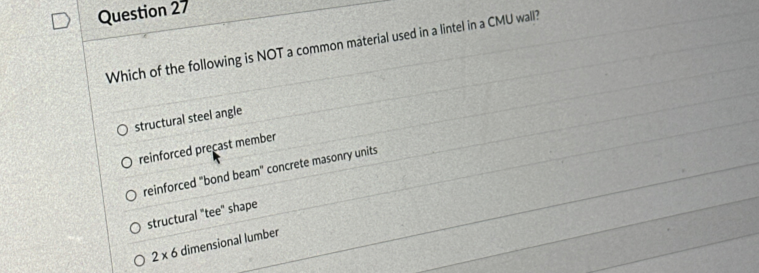 Question 2 7 Which of the following is NOT a