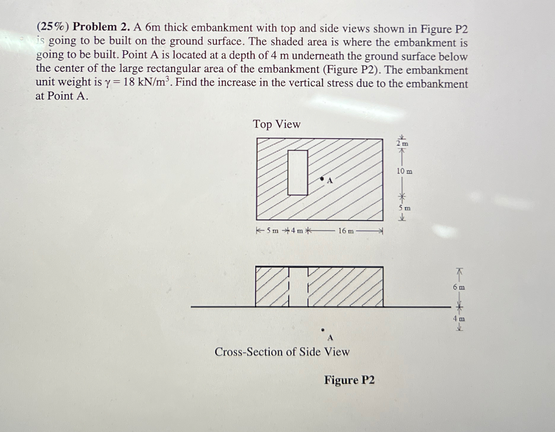 ( 2 5 % ) Problem 2 . A 6 m thick embankment with