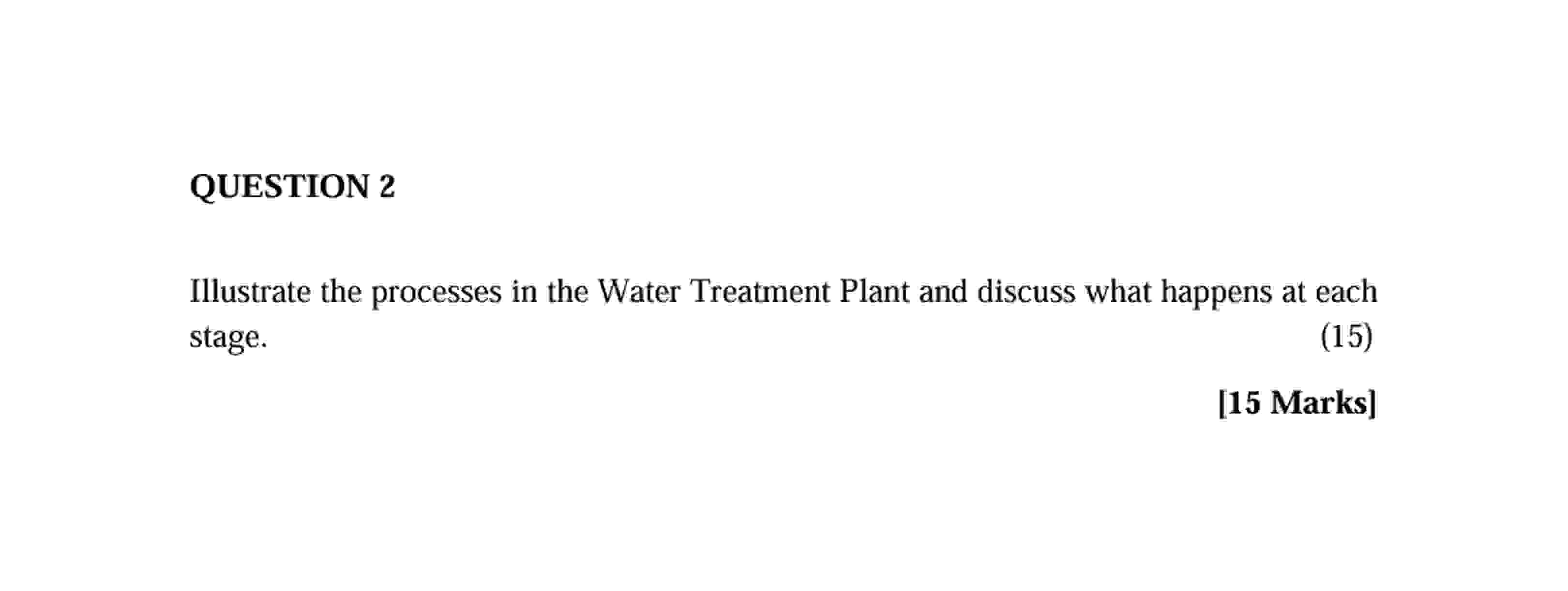 QUESTION 2 Illustrate the processes in the Water