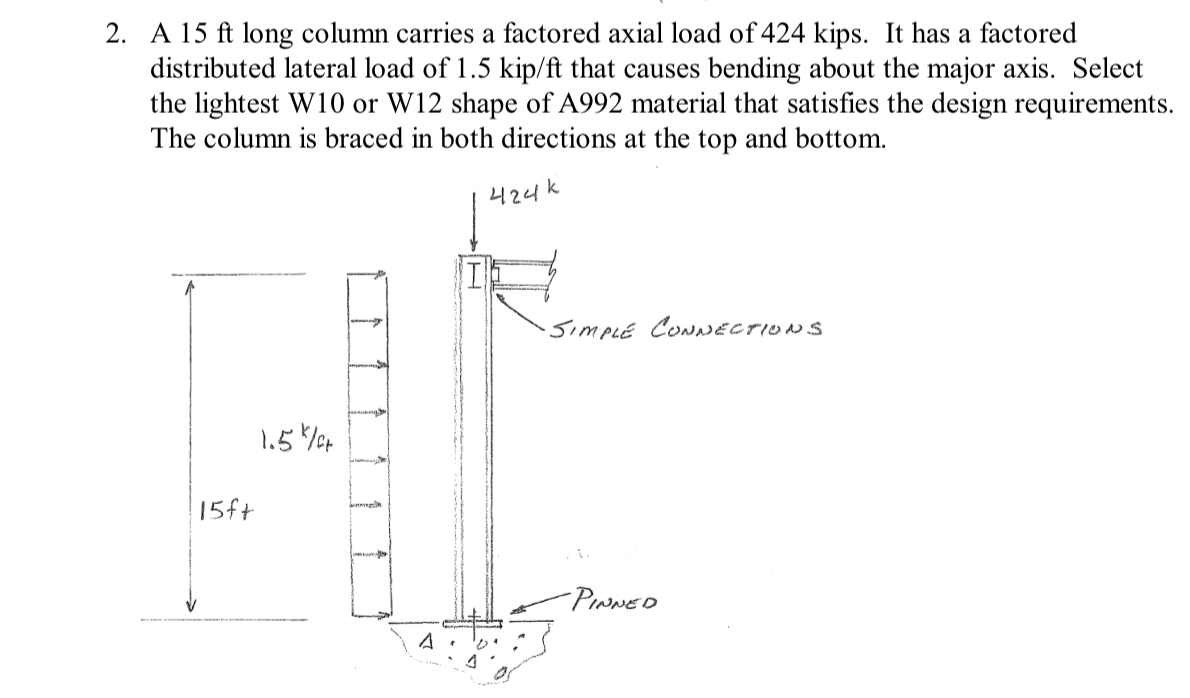A 1 5 ft long column carries a factored axial