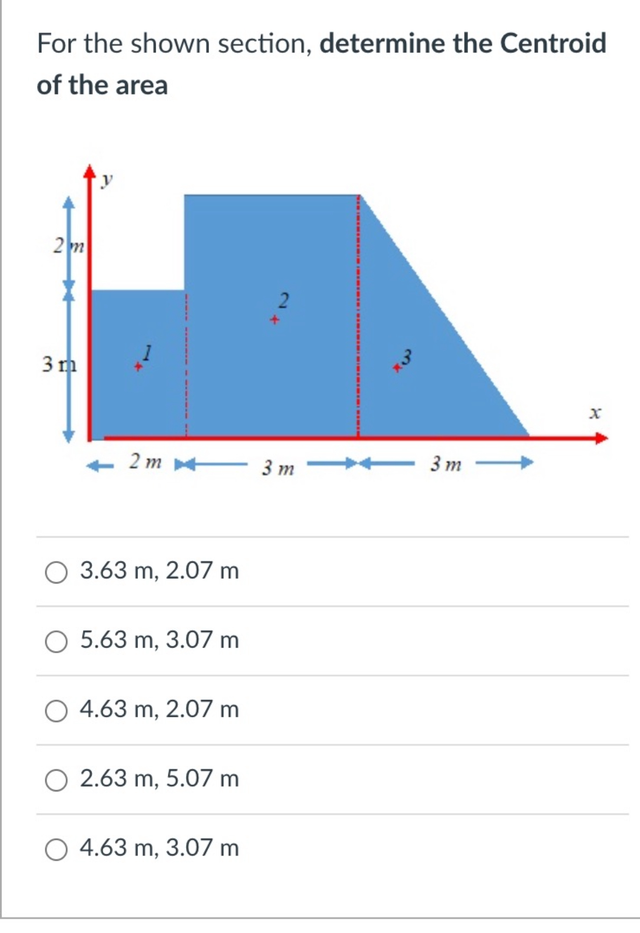 For the shown section, determine the Centroid of
