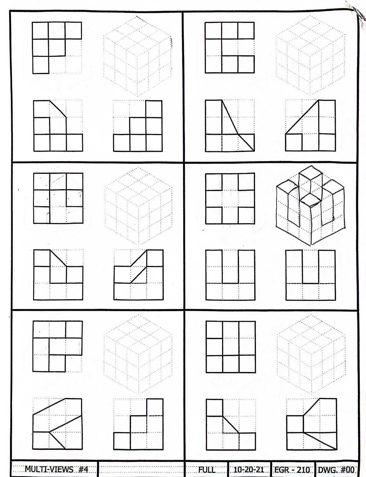 Draw the isometric models for each given