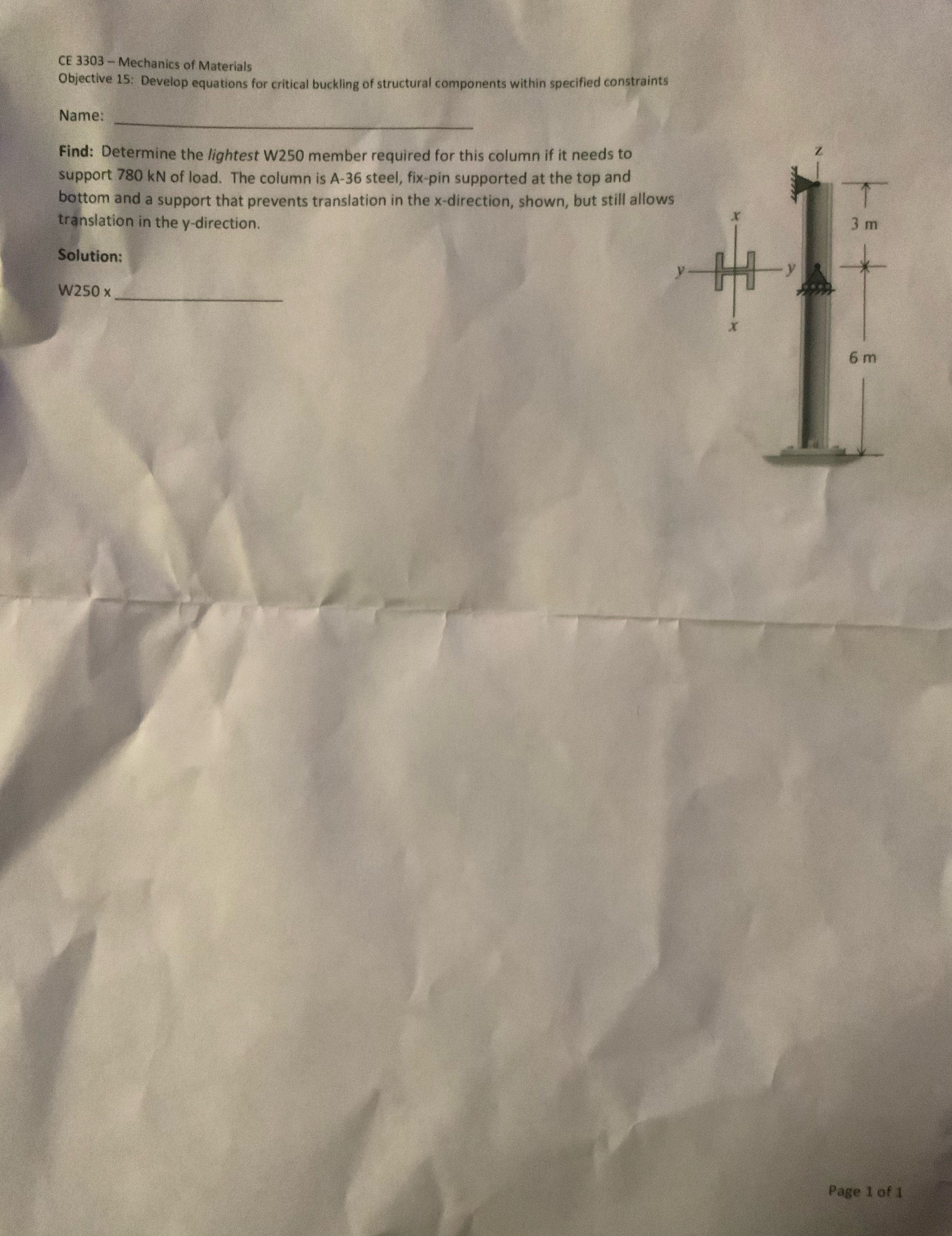 CE 3 3 0 3 - Mechanics of Materials Objective 1 5