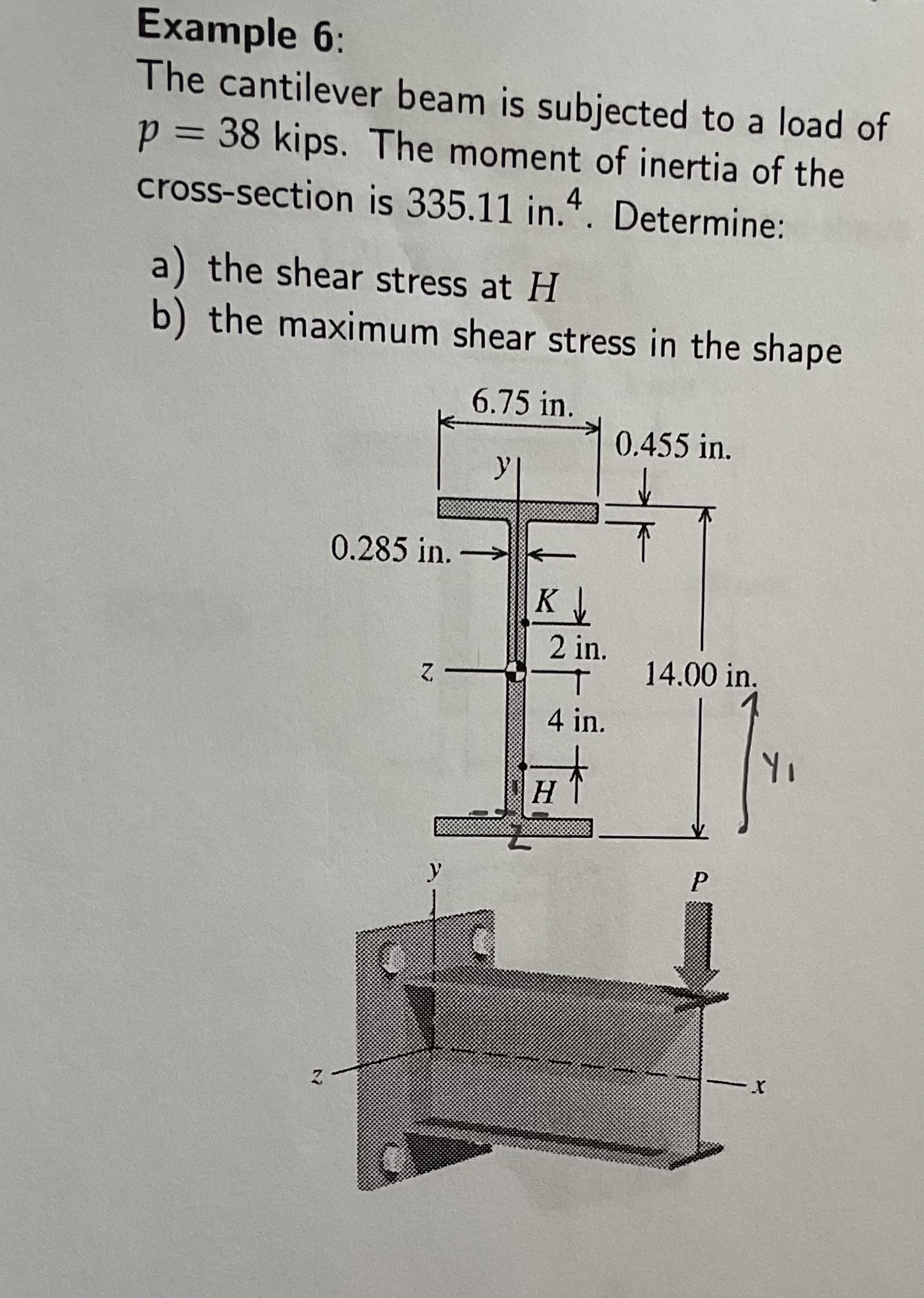 Example 6 : The cantilever beam is subjected to a