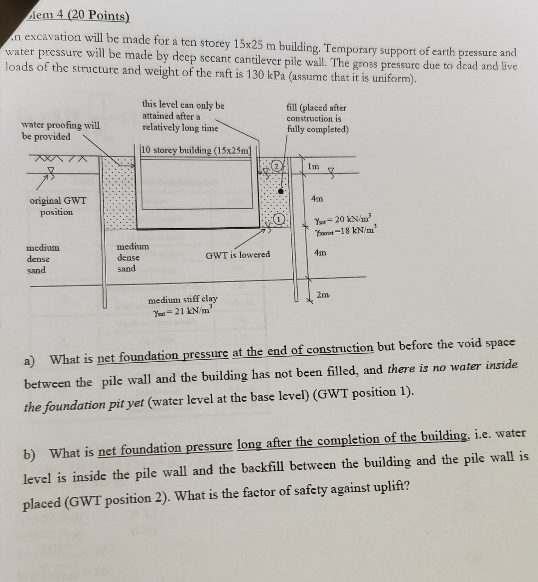Lem 4 ( 2 0 Points ) in excavation will be made