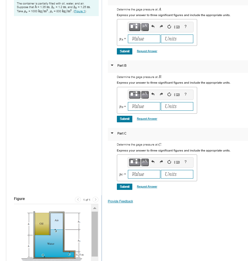 The container is partially filled with oil,