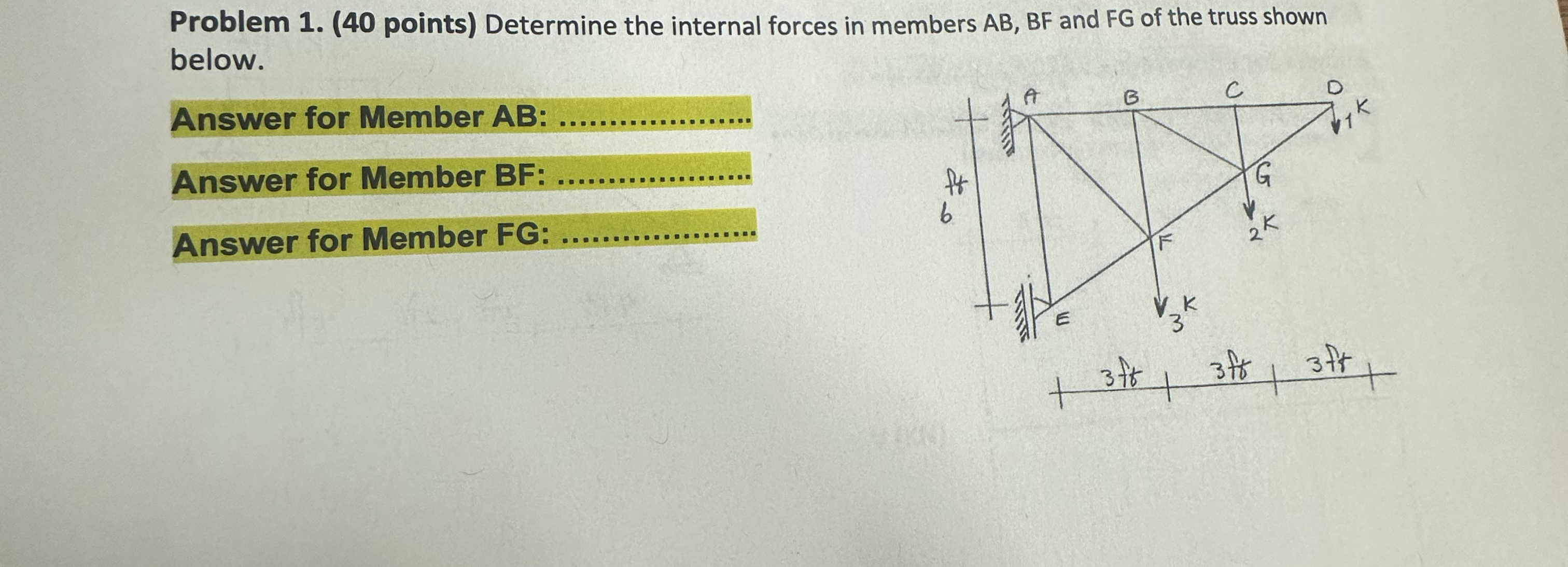 Determine the internal forces in members A B , B