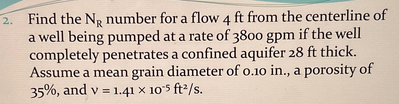 Find the N_(R) number for a flow 4ft from the