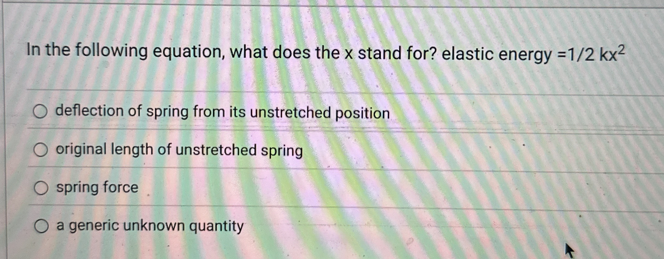 In the following equation, what does the x stand