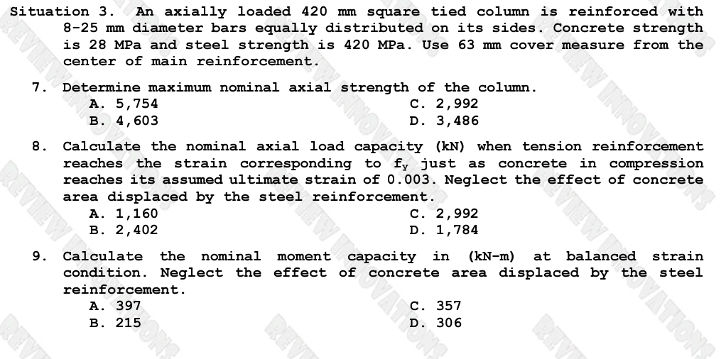 Situation 3 . An axially loaded 4 2 0 m m square