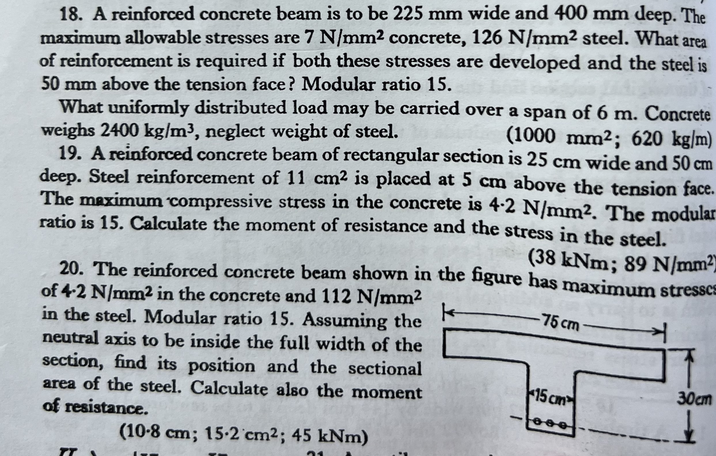 A reinforced concrete beam is to be 2 2 5 m m