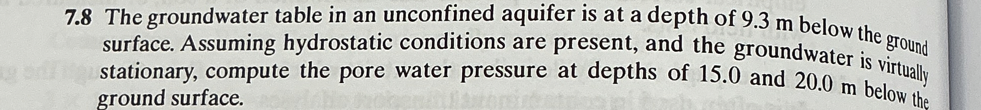 7 . 8 The groundwater table in an unconfined
