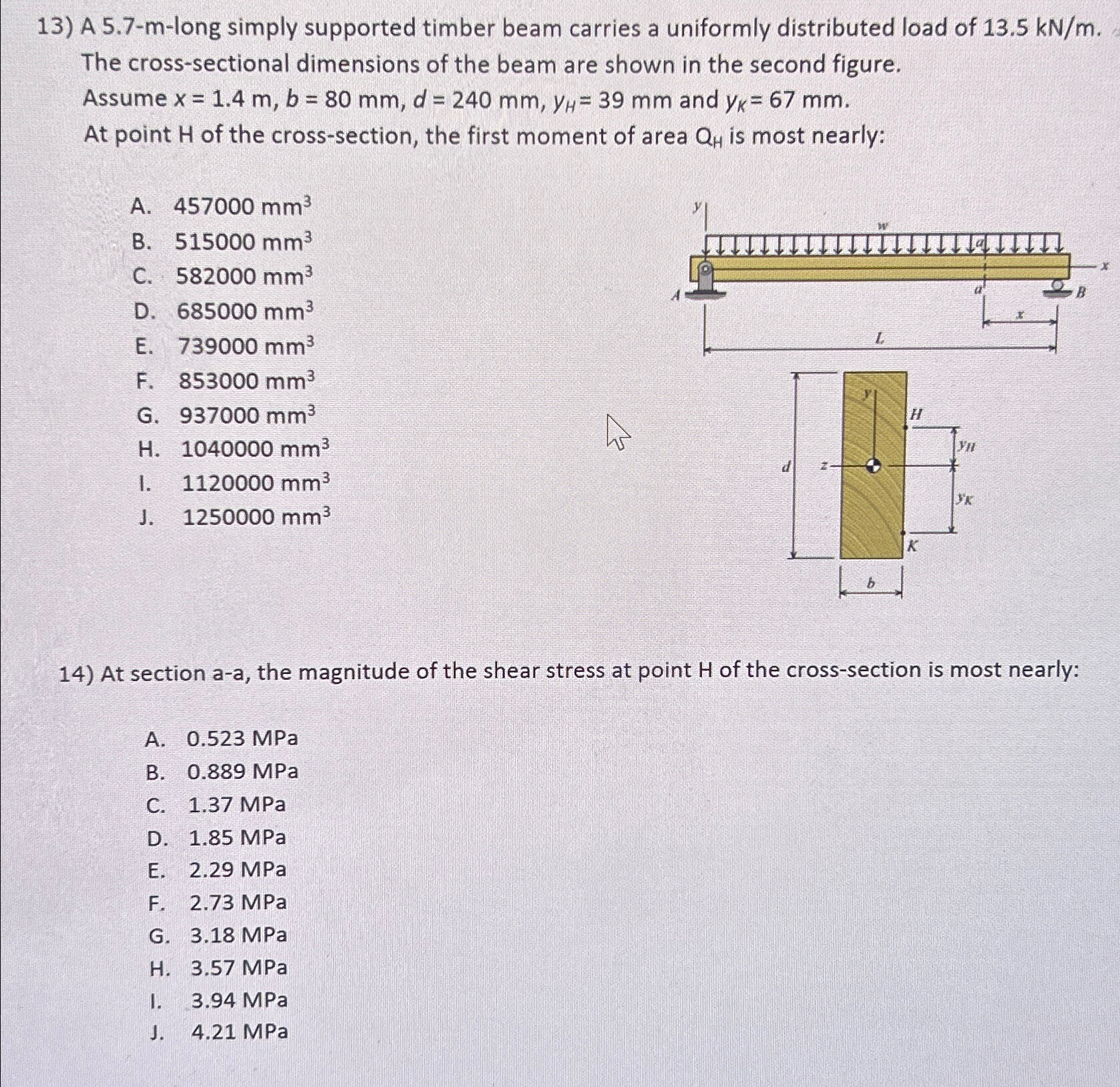 A 5 . 7 - m - long simply supported timber beam
