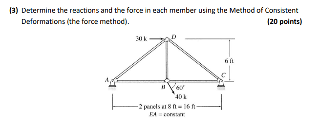 ( 3 ) Determine the reactions and the force in