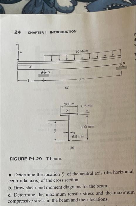 FIGURE P 1 . 2 9 T - beam. a . Determine the