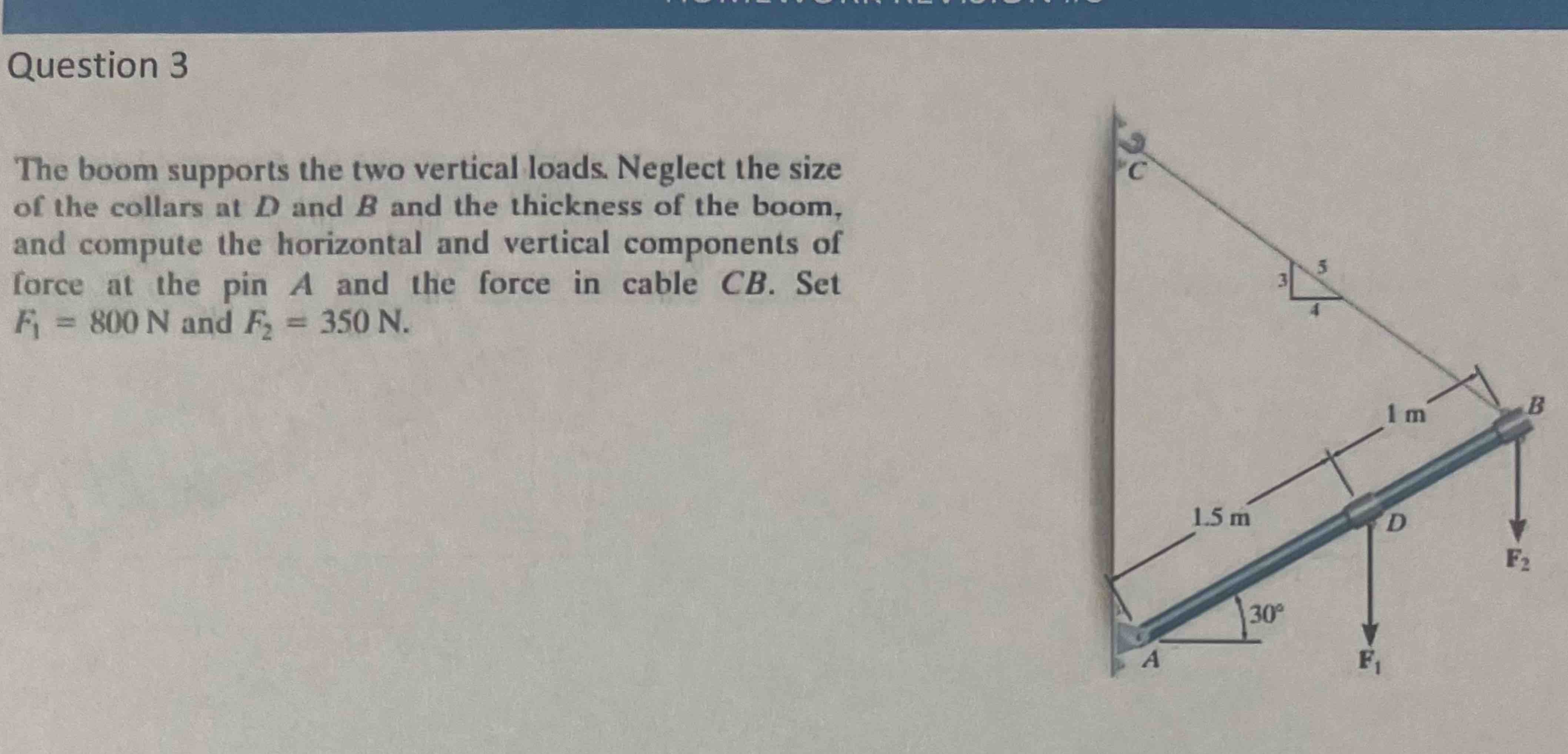 Question 3 The boom supports the two vertical