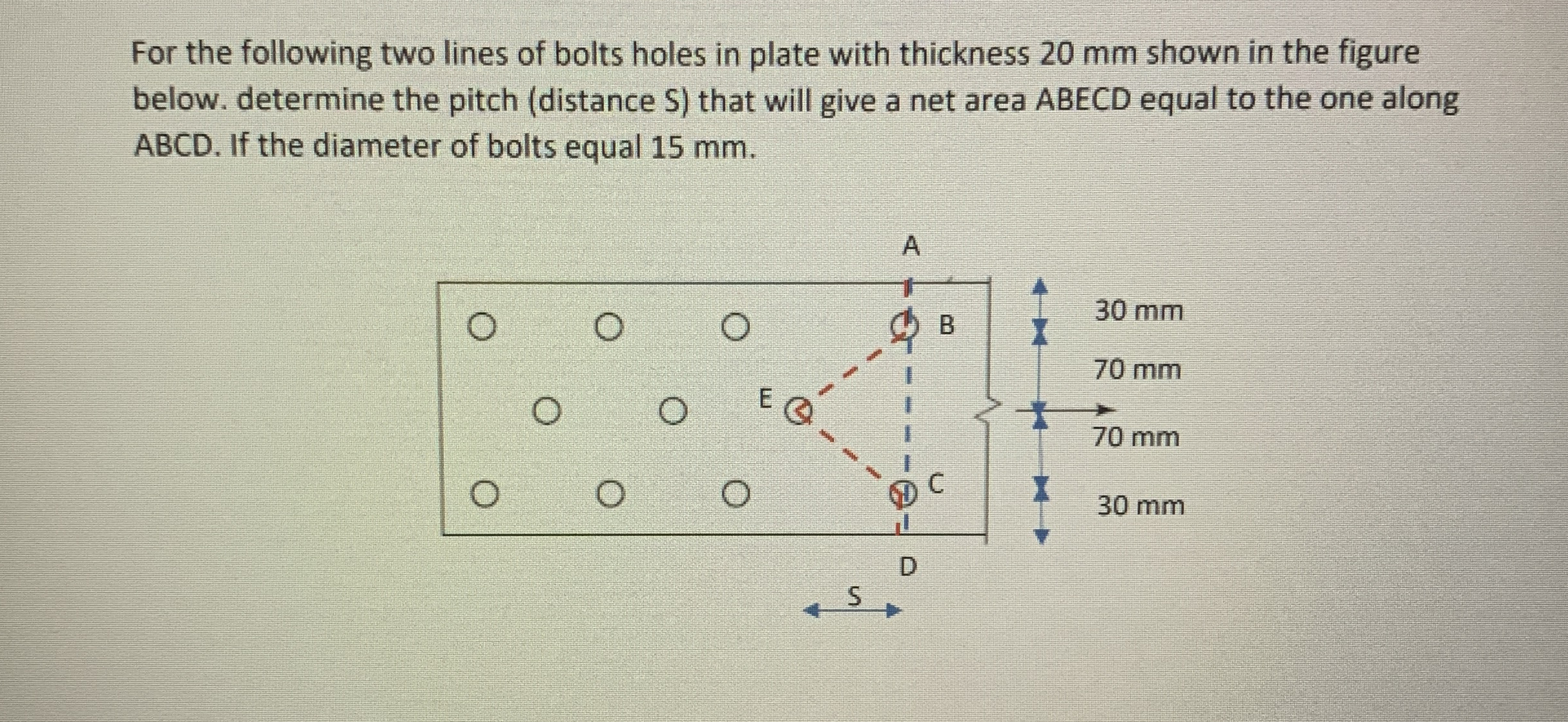 For the following two lines of bolts holes in