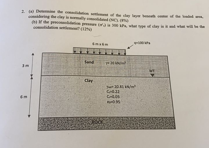 ( a ) Determine the consolidation settlement of