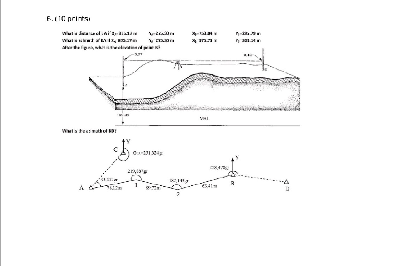 What is the distance of BA if X _ A = 8 7 5 . 1 7