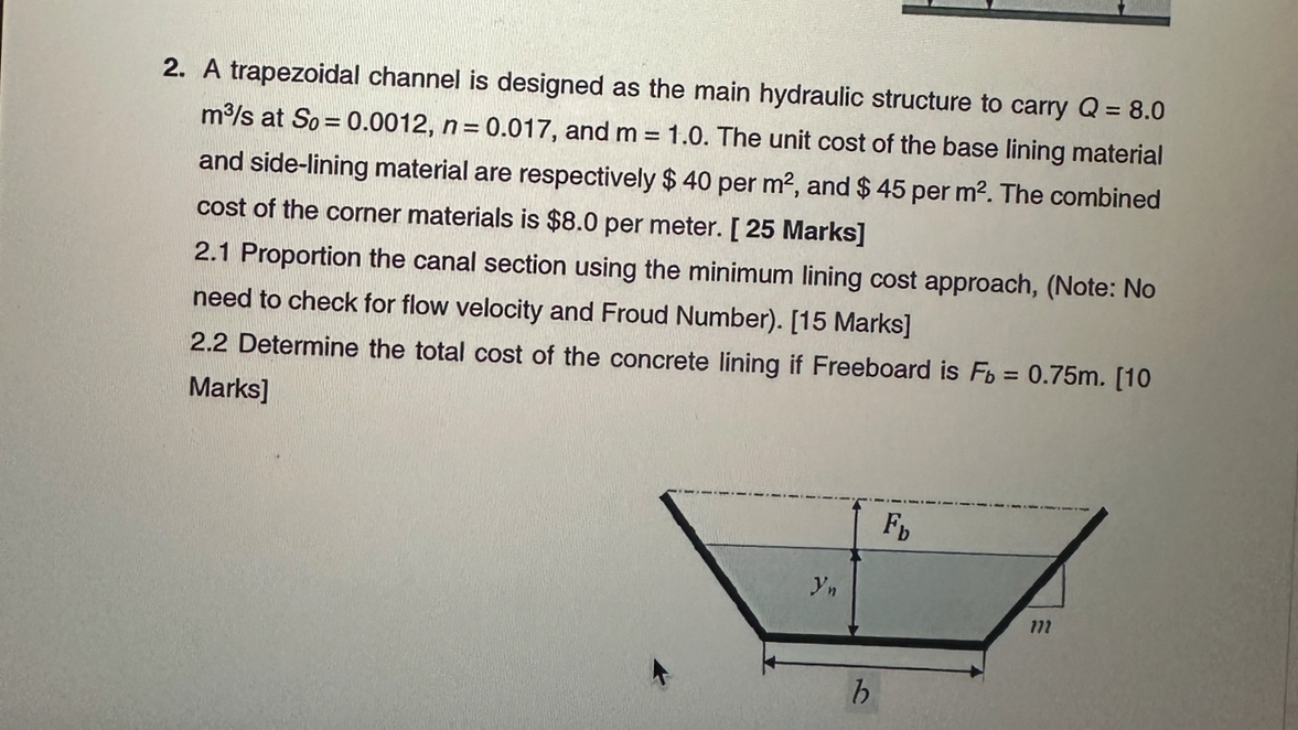 A trapezoidal channel is designed as the main