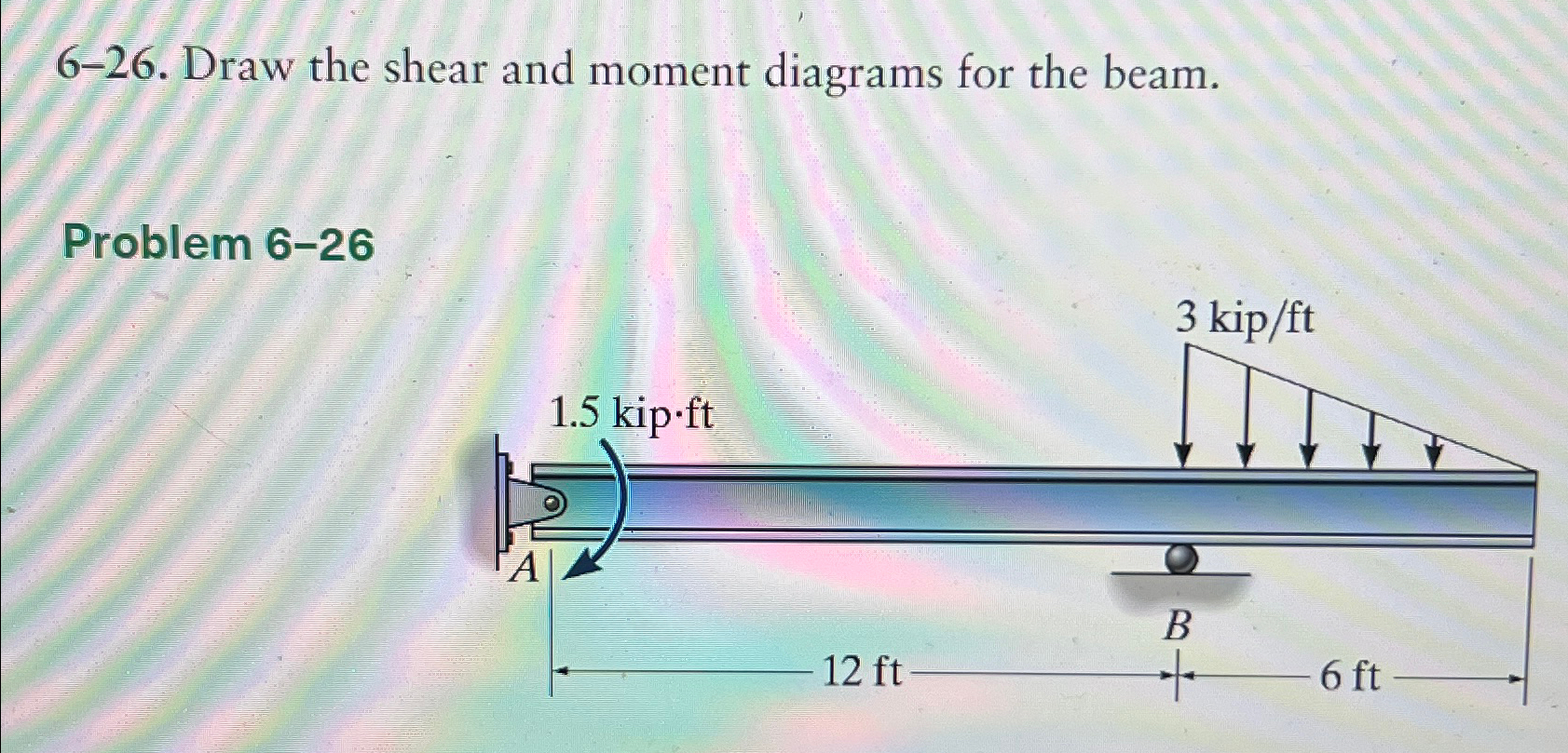 6 - 2 6 . Draw the shear and moment diagrams for