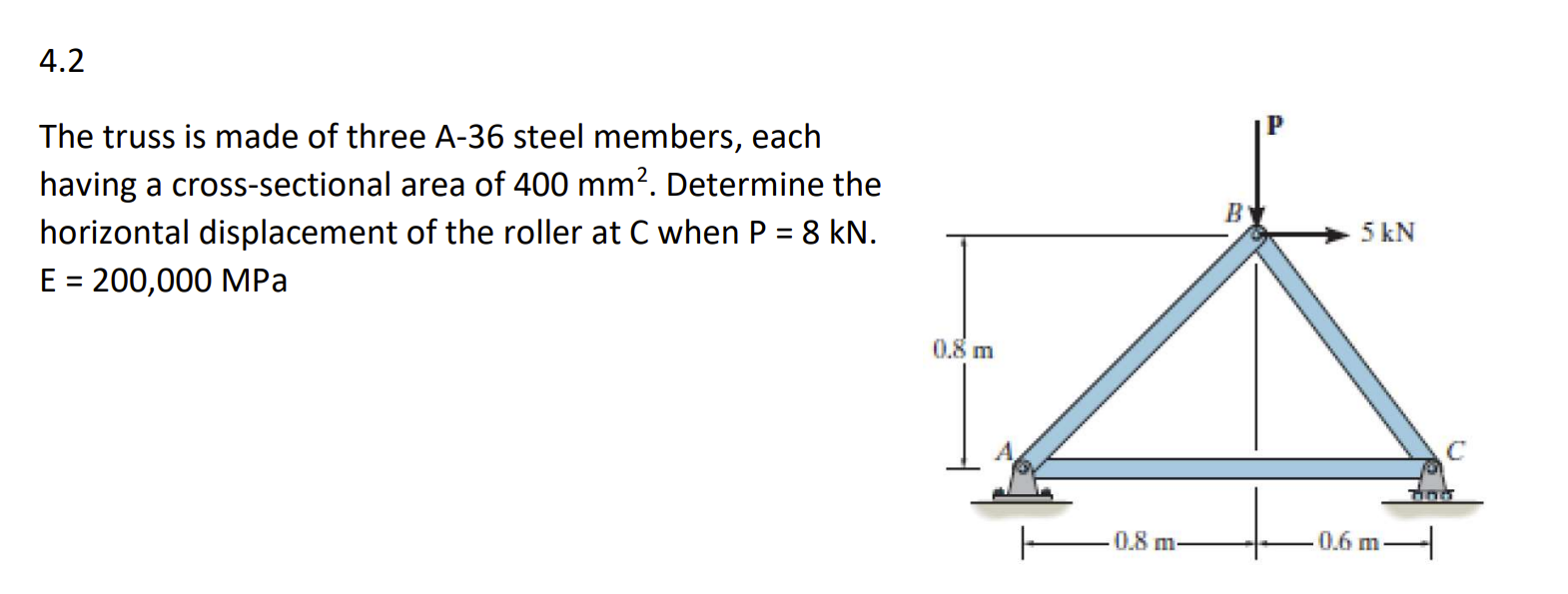 4 . 2 The truss is made of three A - 3 6 steel