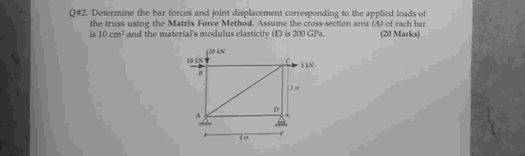 Q * 2 . Determine the bar forces and joint