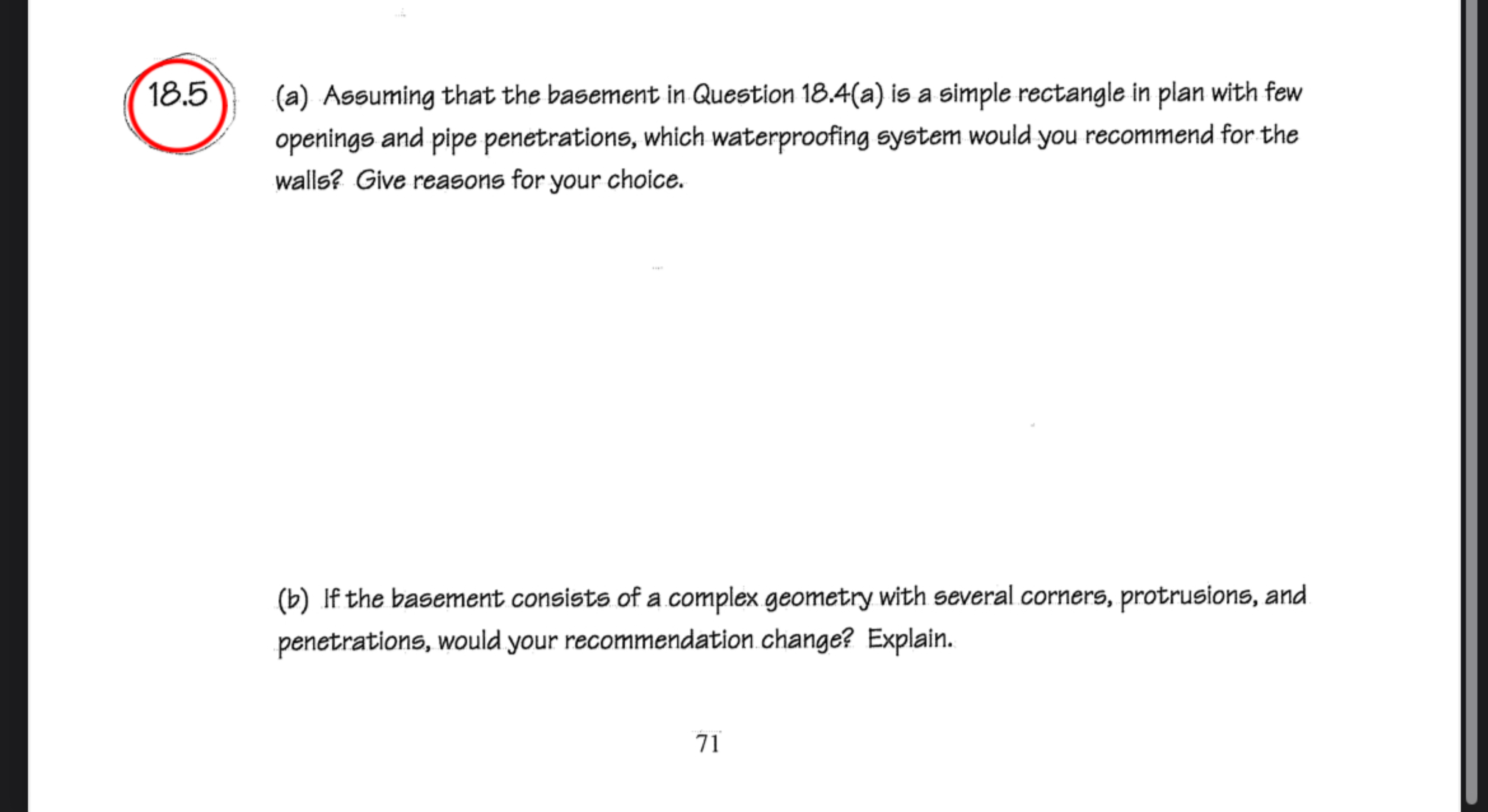 ( a ) Assuming that the basement in Question 1 8