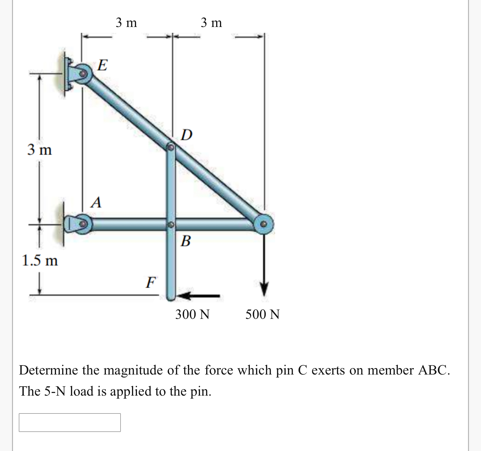 Determine the magnitude of the force which pin C