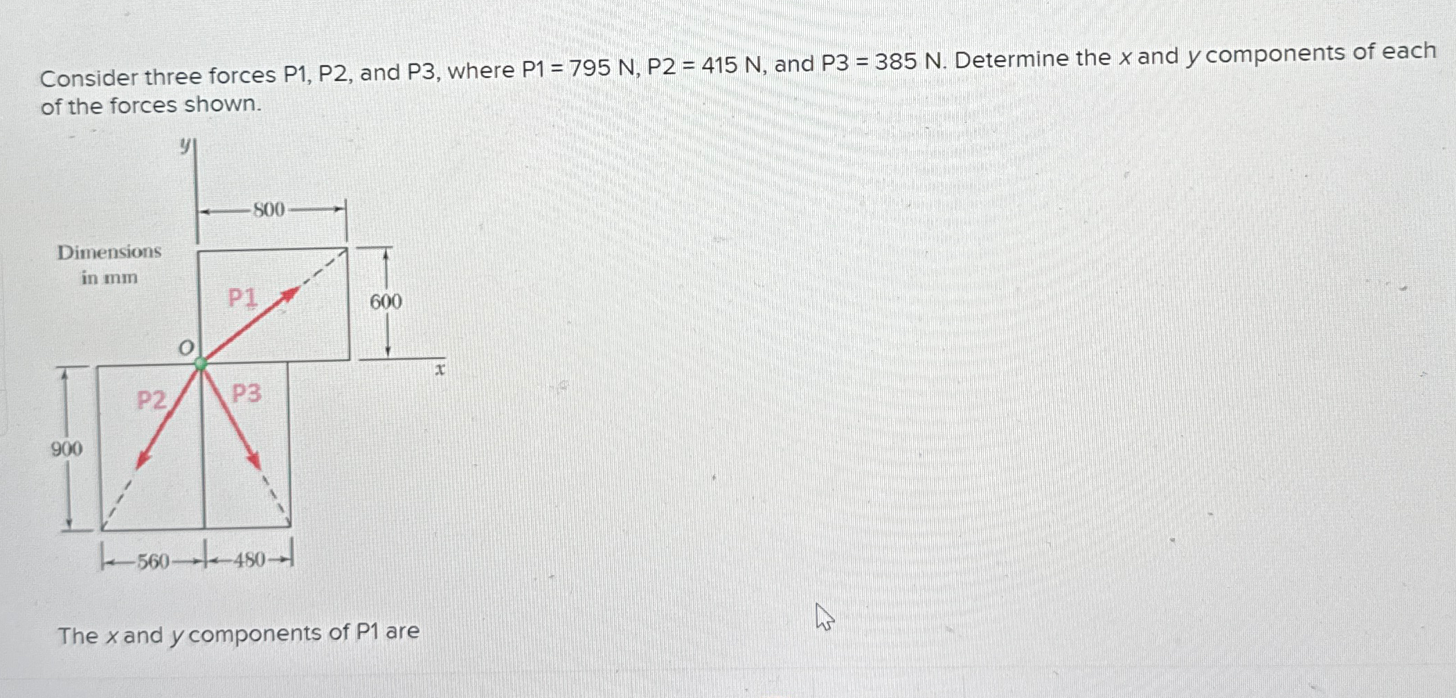 Consider three forces P 1 , P 2 , and P 3 , where