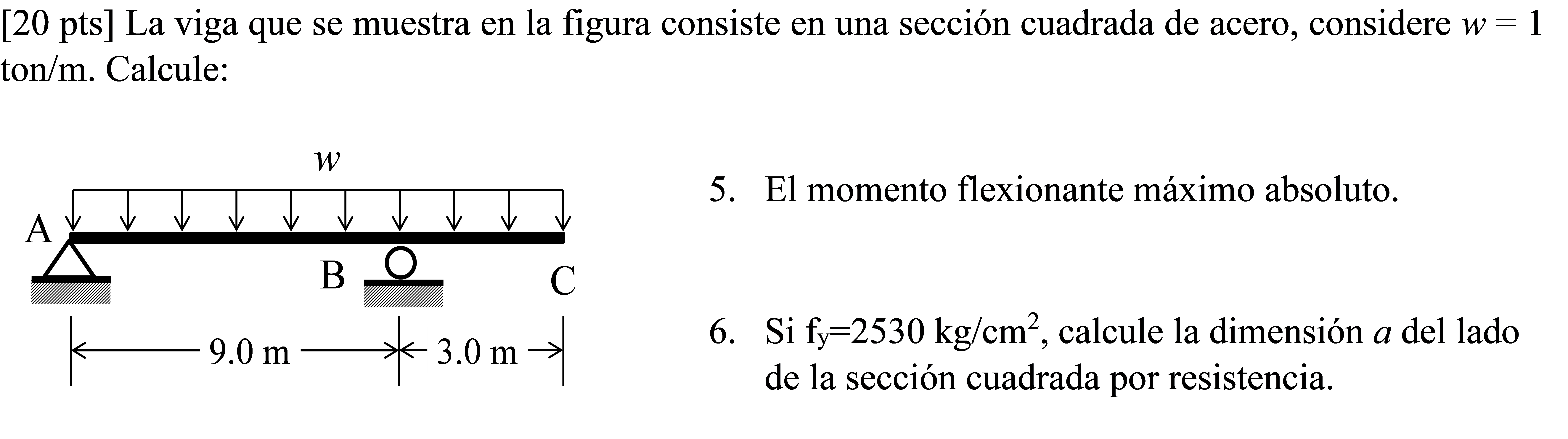 El momento flexionante m ximo absoluto . Si f y =