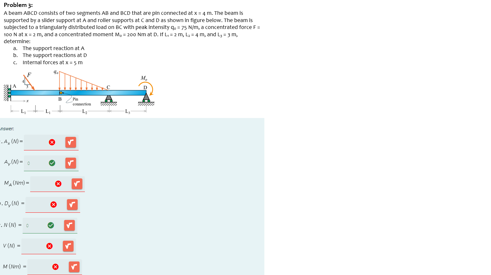 Problem 3 : A beam ABCD consists of two segments